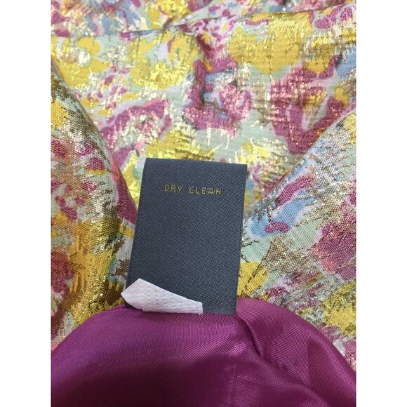 Zac Posen Target Floral Metallic Cocktail Dress Size 3 Asymmetrical Coquette - Picture 7 of 10